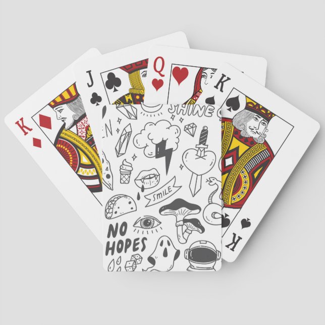 Cute Graffiti: Doodle Art Set. Casinokort (Baksidan)