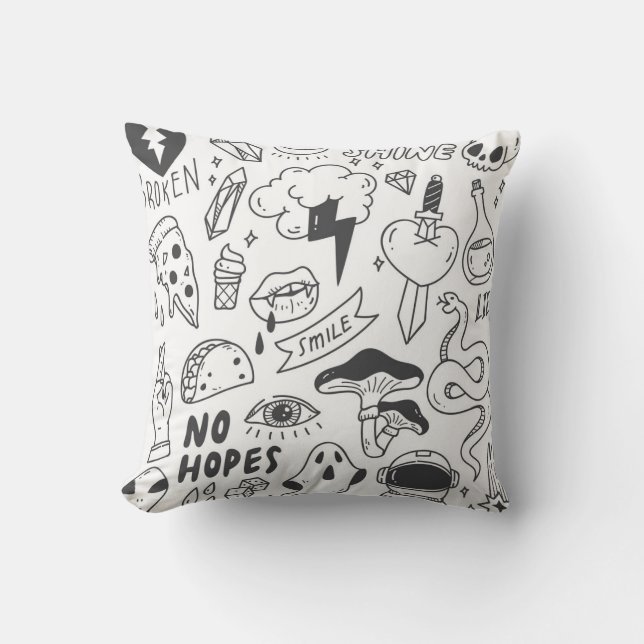Cute Graffiti: Doodle Art Set. Kudde (Framsida)