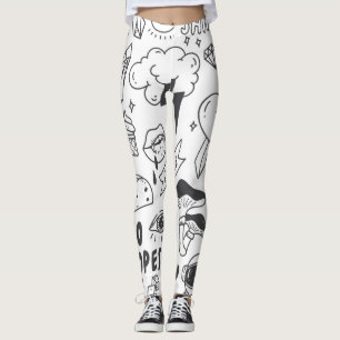 Cute Graffiti: Doodle Art Set. Leggings