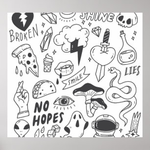 Cute Graffiti: Doodle Art Set. Poster