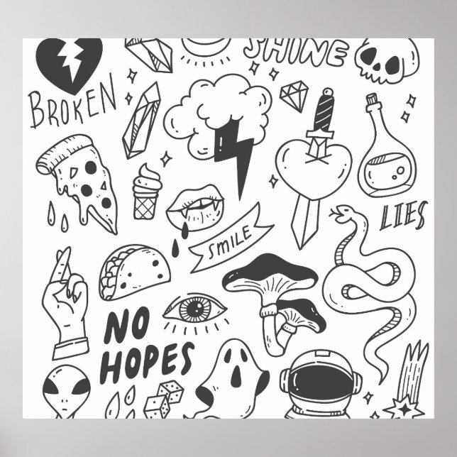 Cute Graffiti: Doodle Art Set. Poster (Framsidan)