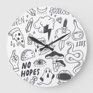 Cute Graffiti: Doodle Art Set. Stor Klocka