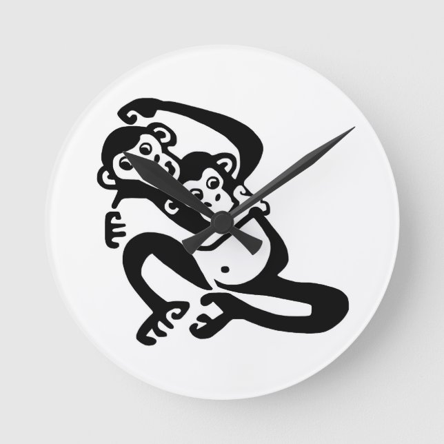 Cute-grafik - BONOBO - Chimpanzee - vilda djur Rund Klocka (Framsida)