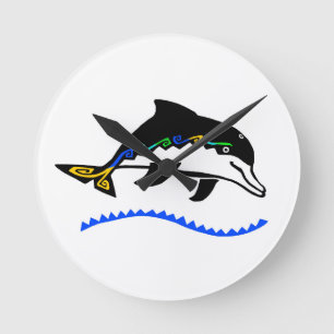 Cute-grafik DOLPHIN - Natur - Oceanvilt Rund Klocka