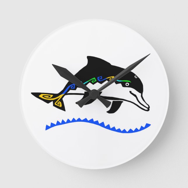 Cute-grafik DOLPHIN - Natur - Oceanvilt Rund Klocka (Framsida)