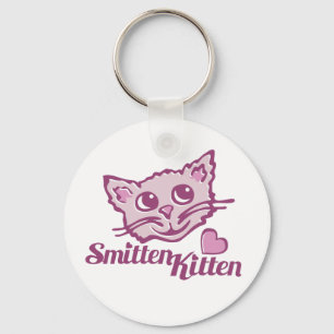 Cute-grafik-kattens rosa smitten kattunge nyckelring