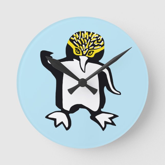 Cute grafik PENGUIN - Havsblått Rund Klocka (Framsida)