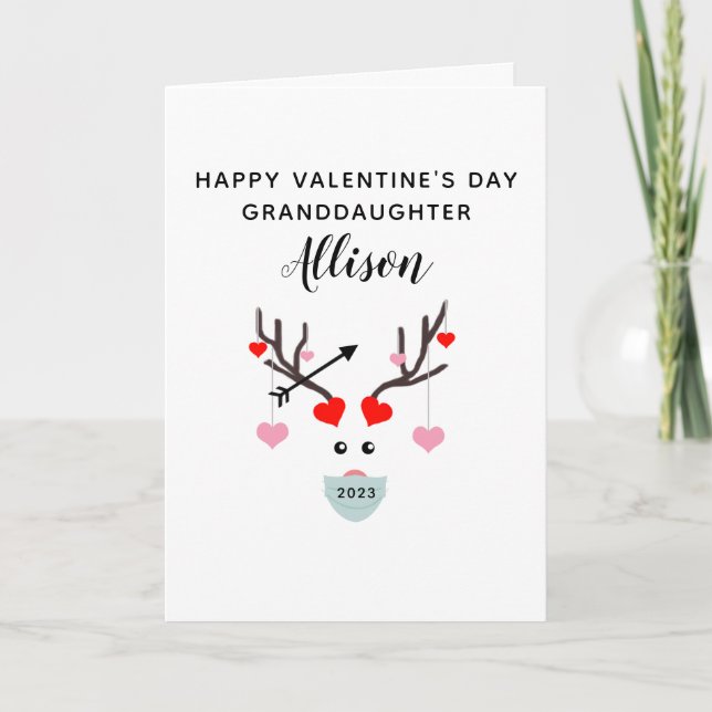 Cute Granddotter Valentines day 2023 Hjort Hearts Helgkort (Framsida)