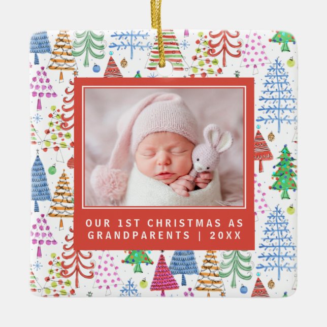 Cute Grandföräldrar 1:a Julgranarna Photo Julgransprydnad Keramik (Framsida)