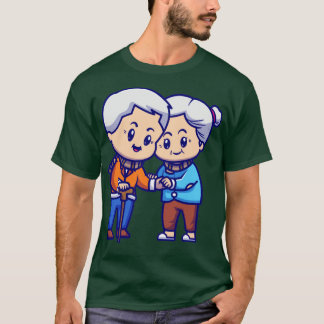 Cute Grandföräldrars par Kärlek Tecknad T Shirt