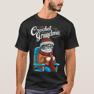 Cute Grandma Cat Crochet Crochet Nana Grandma Knit T Shirt