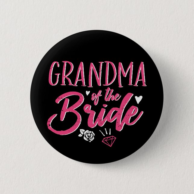 Cute Grandma of The Bride Rosa Calligraphy Script Knapp (Framsida)