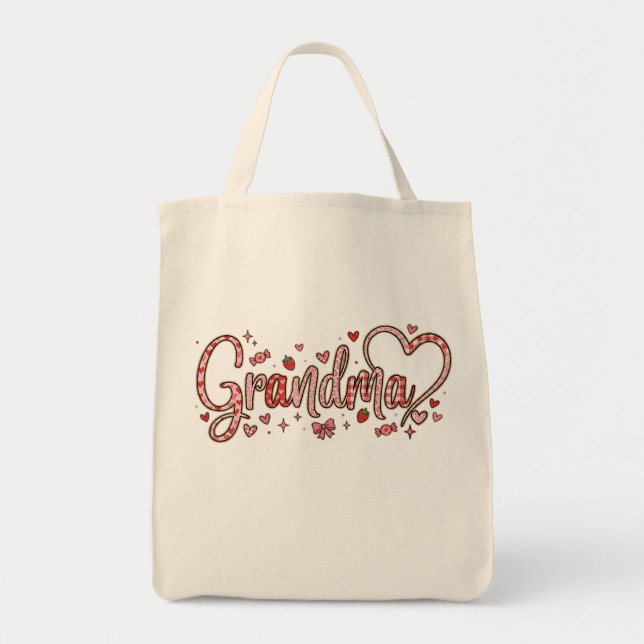 Cute Grandma Tote Bag Tygkasse (Framsidan)