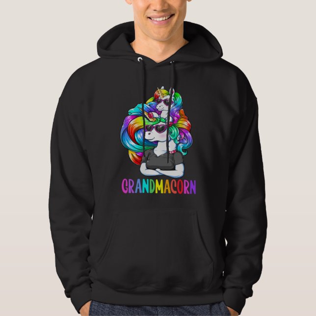 Cute Grandmacorn Unicorn Costume Grandma Mom Mothe Hoodie (Framsida)