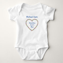 Cute Grandmas Boy Flower Heart Personalize Namn T Shirt