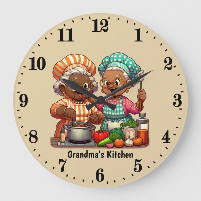 Cute Grandma's kitchen customizable Stor Klocka (Framsida)