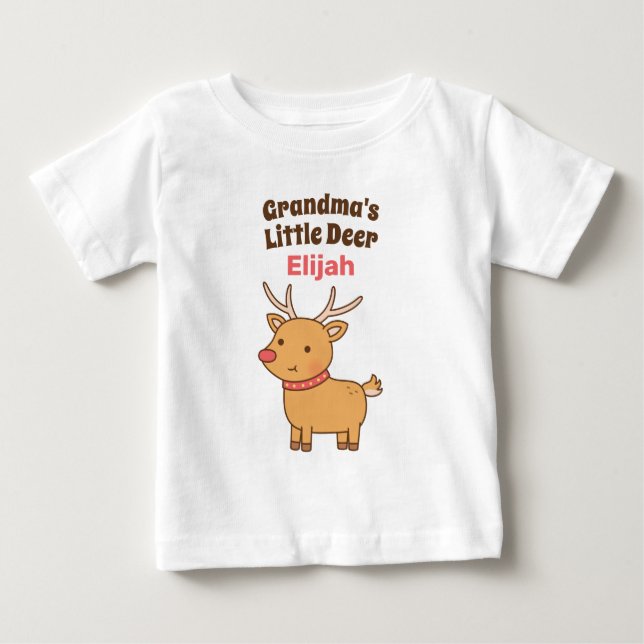 Cute Grandmas lilla Hjort, Reindeer Doodle T Shirt (Framsida)