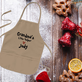 Cute Grandmas Little Helper Script Heart Barnförkläde
