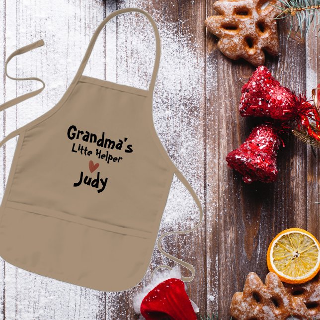 Cute Grandmas Little Helper Script Heart Barnförkläde (Cute Grandmas Little Helper Script Heart Kids' Apron)