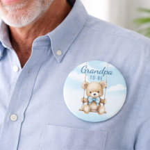 Cute Grandpa to be Nalle Baby Shower Button