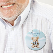 Cute Grandpa to be Nalle Baby Shower Button