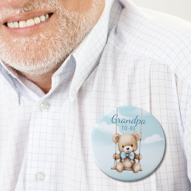 Cute Grandpa to be Nalle Baby Shower Button Knapp (Skapare uppladdad)