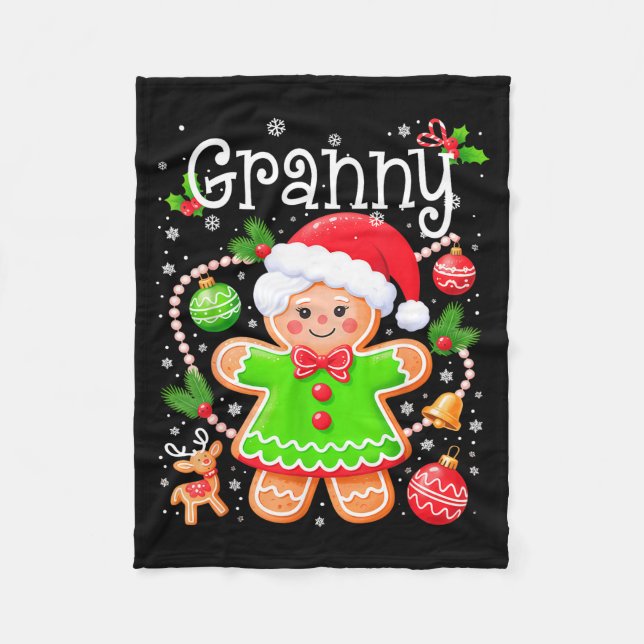Cute Granny Gingerbread Family Matching Christmas  Fleecefilt (Framsidan)
