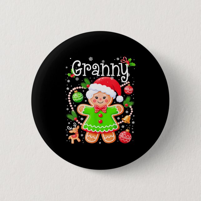 Cute Granny Gingerbread Family Matching Christmas  Knapp (Framsida)