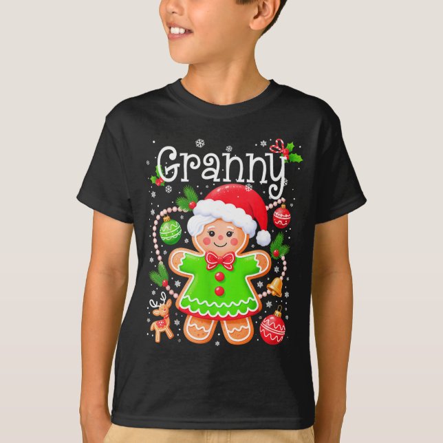 Cute Granny Gingerbread Family Matching Christmas  T Shirt (Framsida)