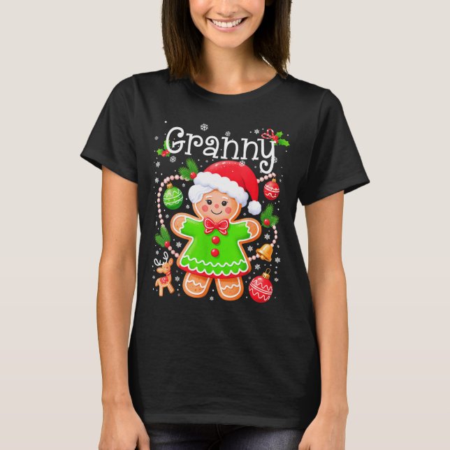 Cute Granny Gingerbread Family Matching Christmas  T Shirt (Framsida)