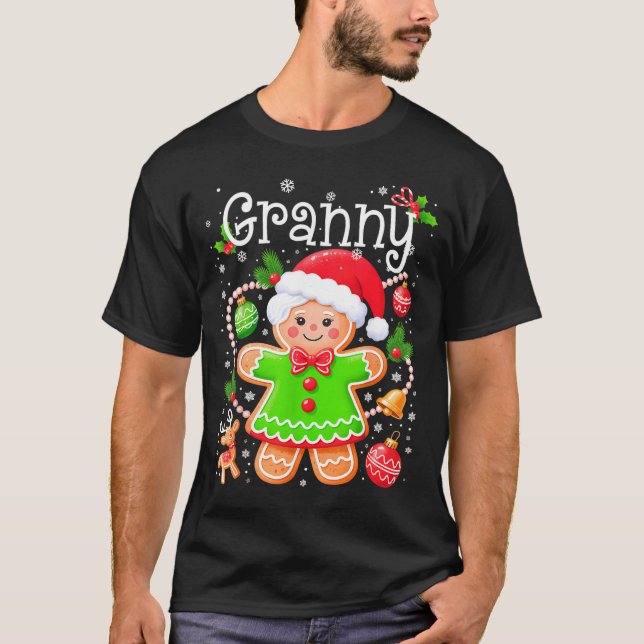 Cute Granny Gingerbread Family Matching Christmas  T Shirt (Framsida)