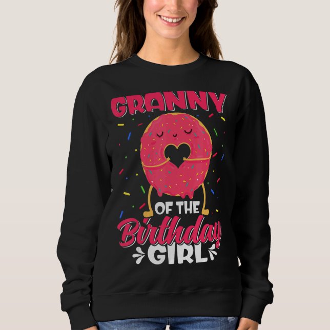 Cute Granny of the Birthday Girl Sweet Donut Famil T Shirt (Framsida)