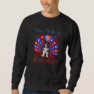 Cute Gräns Collie American Flagga Lycklig, 4:e Jul Lång Ärmad Tröja