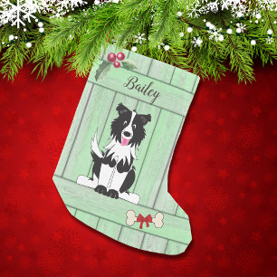 Cute Gräns Collie Grönt Toden Monogram Liten Julstrumpa