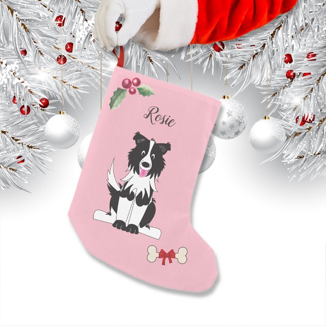 Cute Gräns Collie Hund Monogram Liten Julstrumpa (Skapare uppladdad)
