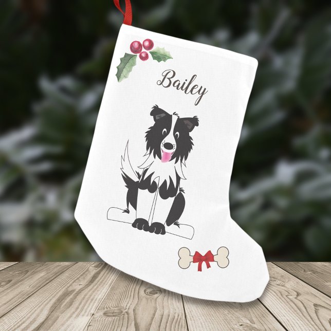Cute Gräns Collie Hund Monogram Liten Julstrumpa (Skapare uppladdad)