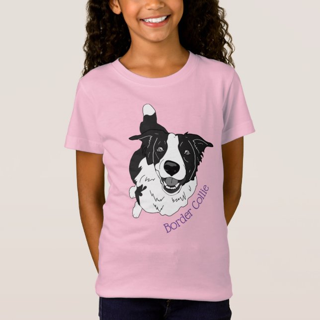 Cute Gräns Collie Hund Tecknad T-Shirt (Framsida)