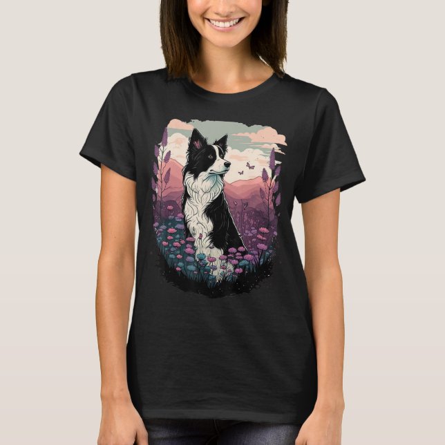 Cute Gräns Collie Hund vid Gräns Collie T Shirt (Framsida)
