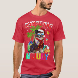 Cute Gräns Collie i Santa Hat Sunglasses Christm T Shirt