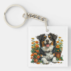 Cute Gräns Collie in Flowers
