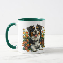 Cute Gräns Collie in Flowers Mugg