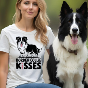 Cute Gräns Collie Kisses Mamma Puppy Hund älskare T Shirt