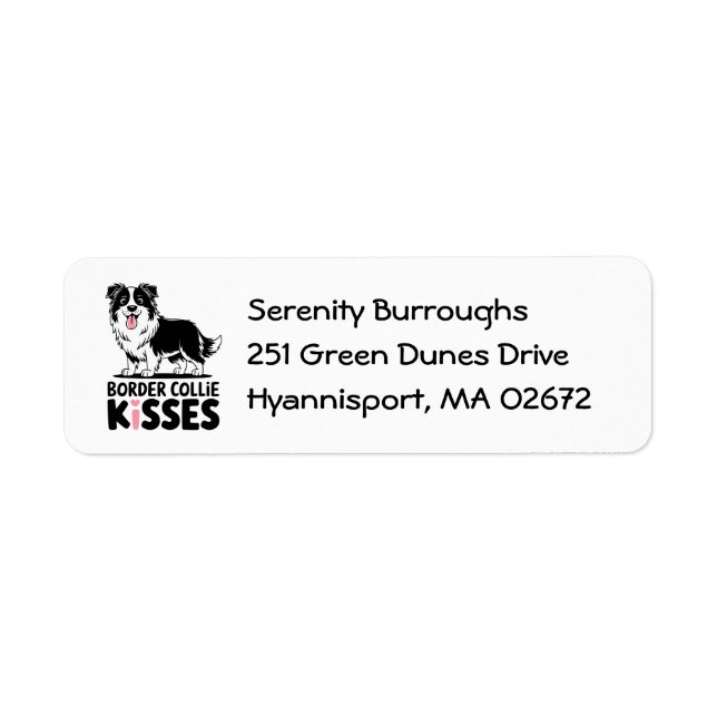 Cute Gräns Collie Kisses Puppy Hund älskare Returadress Etikett (Framsidan)