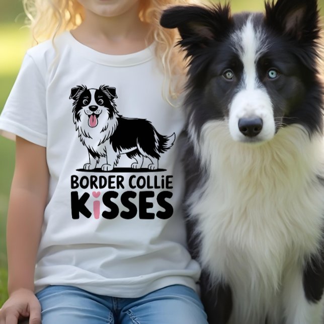 Cute Gräns Collie Kisses Tecknad Puppy Hund älskar T Shirt (Skapare uppladdad)