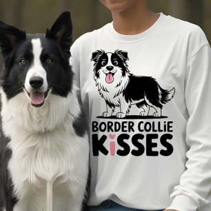Cute Gräns Collie Kisses Tecknad Puppy Hund älskar T Shirt