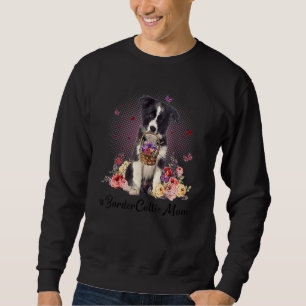 Cute Gräns Collie Mamma Flower Lycklig Mors dag L Lång Ärmad Tröja