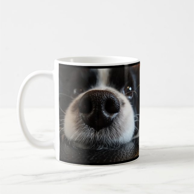 Cute Gräns Collie Nose Close-up Kaffemugg (Vänster)