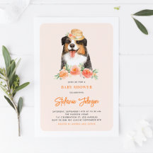 Cute Gräns Collie Peach Blommigt Baby Shower