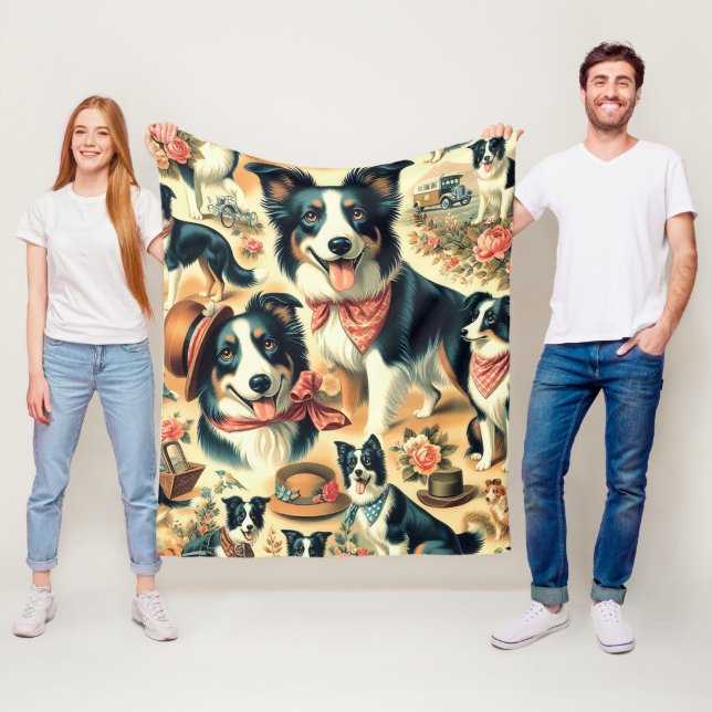 Cute Gräns Collie Seamless Fleecefilt (På plats)