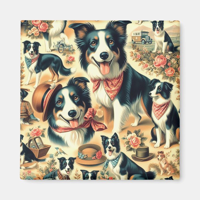 Cute Gräns Collie Seamless Magnet (Framsidan)
